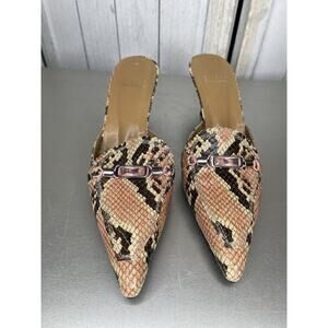Stuart Weitzman Pink Tones Snakeskin Heels Pointed Toe Kitten Heel Y2K Size 5.5